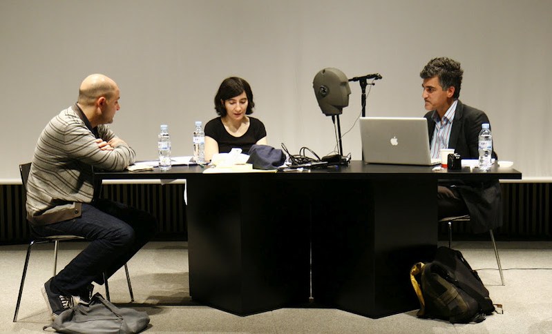 Matias Rossi, Anna Ramos and sound collector Mark Gergis during the recording session of MEMORABILIA. COLLECTING SOUNDS WITH..., 2011